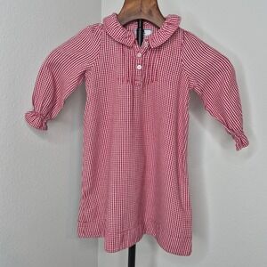 Petite Plume Red Gingham Traditional Nightgown Ruffle Collar Sleep Dress Size 2